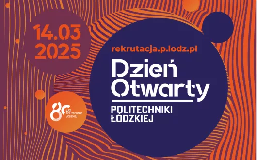 Grafika promocyjna Dnia Otwartego w pomarańczowo-niebieskich kolorach.