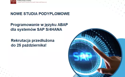Grafika promująca nowe studia podyplomowe, z informacją o przedłużeniu rekrutacji do 25 października