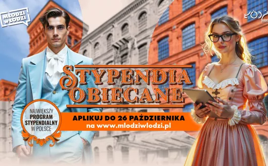 Grafika programu Stypendia Obiecane nawiązująca do historii Łodzi