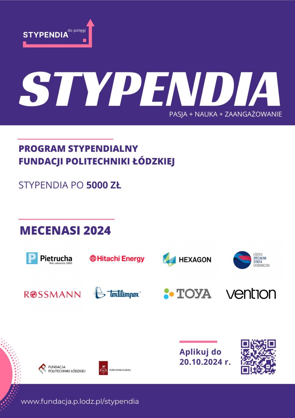 Plakat we fioletowej tonacji zawierający informacje zawarte w tekście i logotypy mecenasów.
