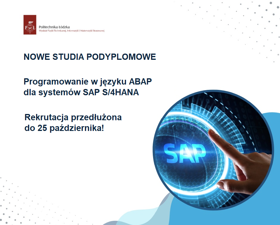 Grafika promująca nowe studia podyplomowe, z informacją o przedłużeniu rekrutacji do 25 października