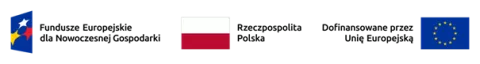 Logotypy Funduszy Europejskich dla Nowoczesnej Gospodarki, RP i dofinansowania przez UE.